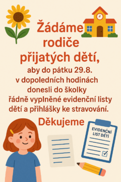 EVIDENČNÍ LISTY A PŘIHLÁŠKY KE STRAVOVÁNÍ