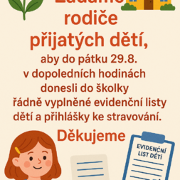 EVIDENČNÍ LISTY A PŘIHLÁŠKY KE STRAVOVÁNÍ