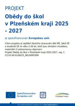 PROJEKT Obědy do škol v Plzeňském kraji 2025 – 2027 je spolufinancován Evropskou unií